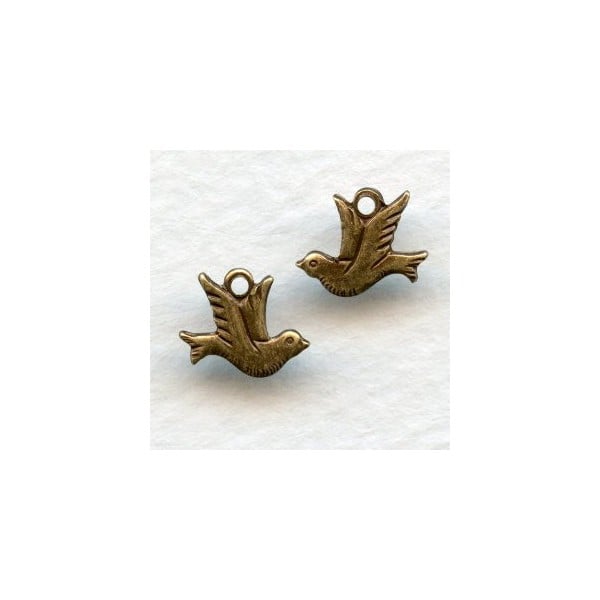 Tiny Doves Taking Flight Oxidized Brass (6 sets)