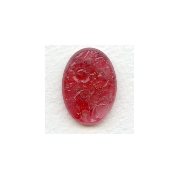 ^Vintage Etched Flowers Rose Pink Glass Stone 25x18mm (1)