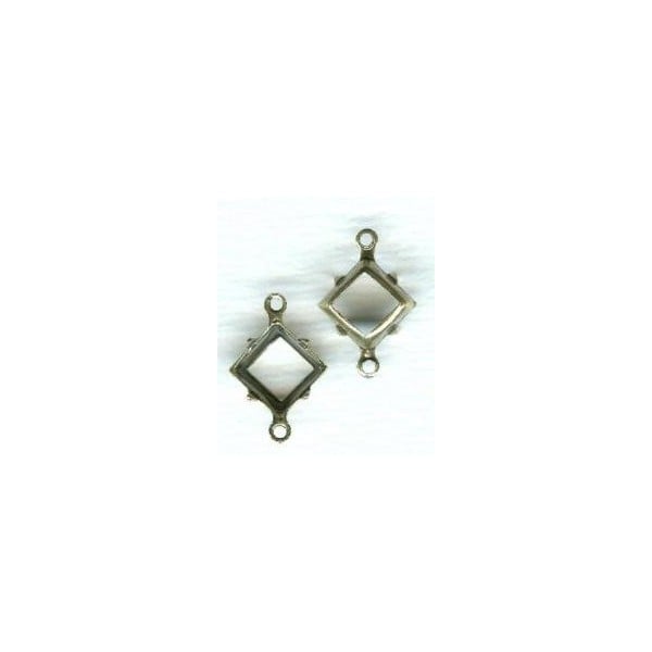 ^Open Back Square 8x8mm Settings 2 Loops Oxidized Brass (12) - Image 2