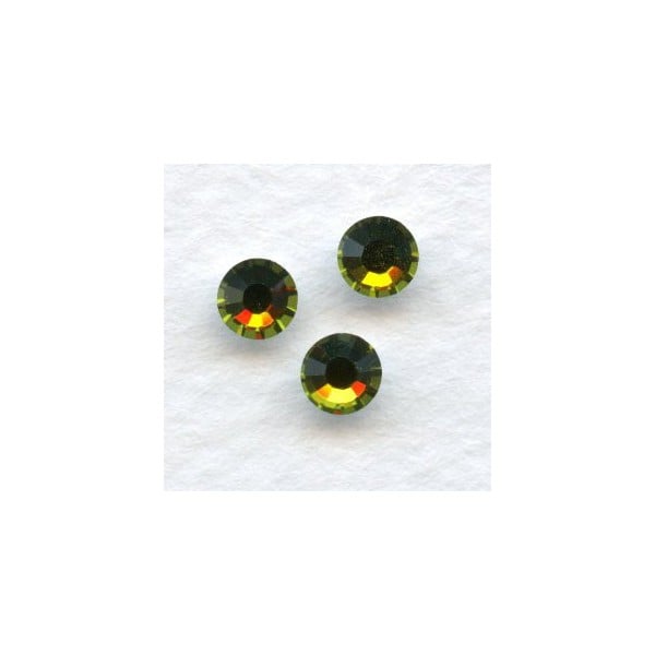 ^Round Olivine Foiled Rhinestones Flat Back 20SS