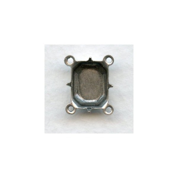 Octagon Settings with Four Loops 10x8mm Oxidized Silver (12)