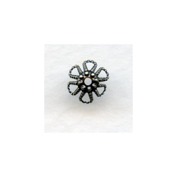 Nailhead Detail Bead Caps Oxidized Silver 7mm (24)