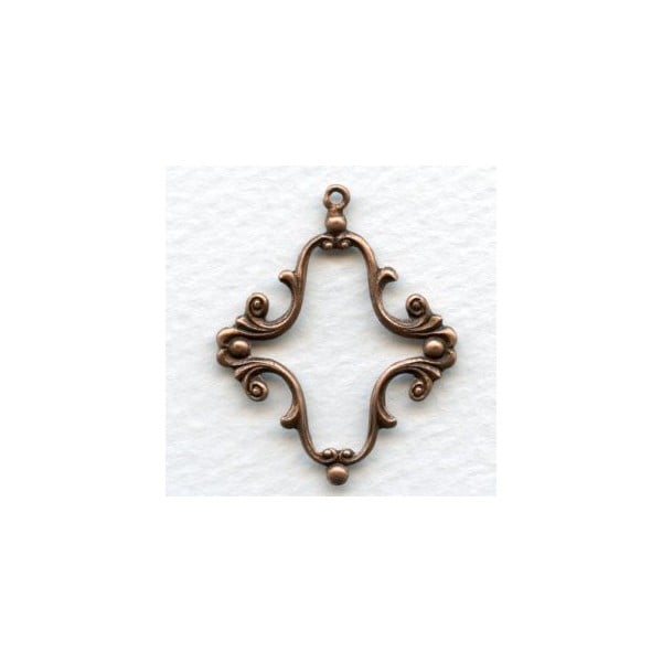 ^Elaborate Floral 25x18mm Frame Oxidized Copper (2)