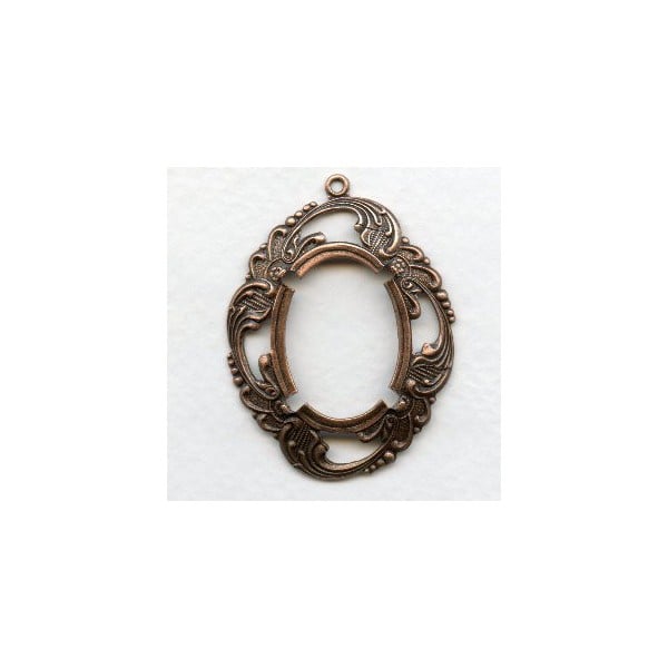 ^Elaborate Floral 25x18mm Setting Oxidized Copper
