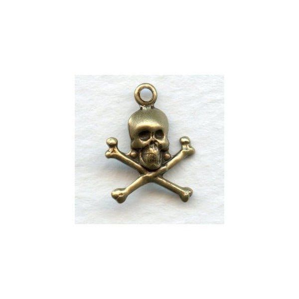 Skull and Crossbones Oxidized Brass 17mm (12)