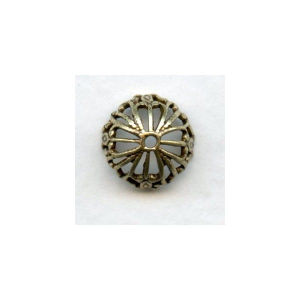 Round Filigree Victorian Style Bead Caps Oxidized Brass (6)