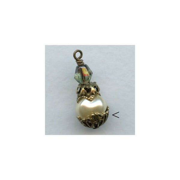 Round Filigree Victorian Style Bead Caps Oxidized Brass (6) - Image 2