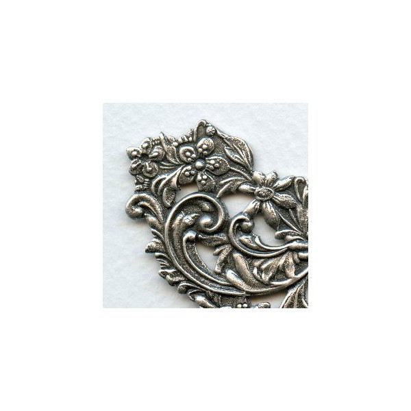 Impressive Floral Stamping Oxidized Silver 125mm (1) - Image 2