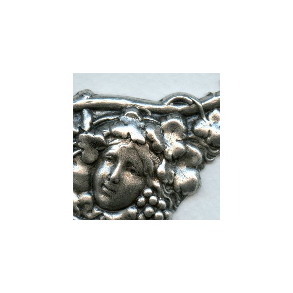 Art Nouveau Vineyard Nymphs Oxidized Silver Stamping (1) - Image 2