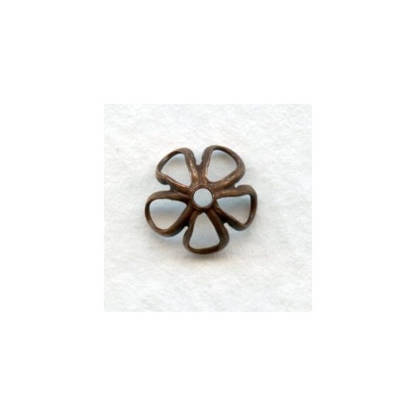 Retro Flower Power Bead Caps 7.5mm Oxidized Copper (12)
