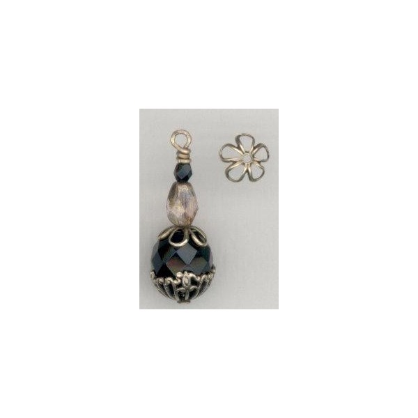 Retro Flower Power Bead Caps 7.5mm Oxidized Copper (12) - Image 2