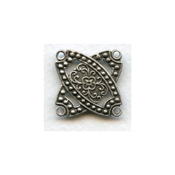 Connector Square 4 Loops Oxidized Silver 29mm