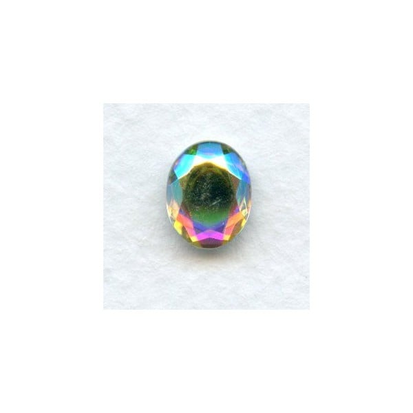 Crystal AB Flat Back Faceted Top 10x8mm Jewelry Stones
