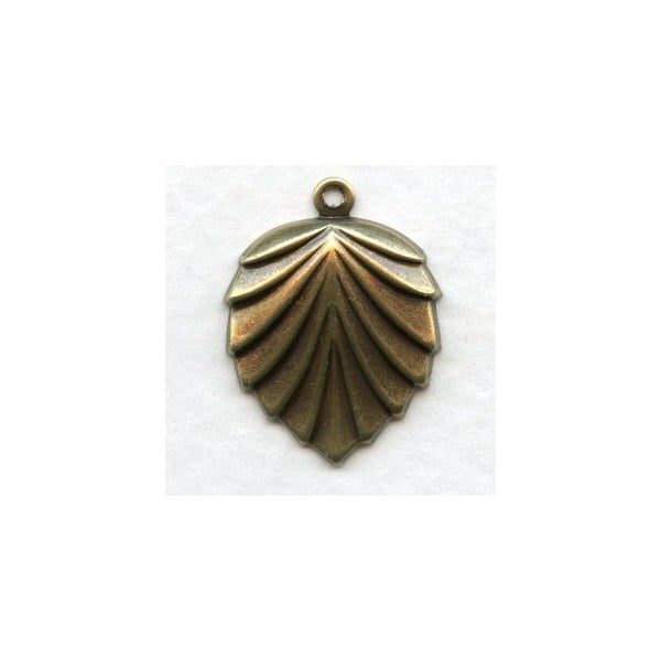 Shell or Fan Shape with Loop Oxidized Brass