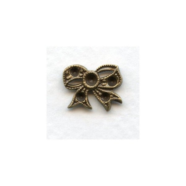 Bows with Rhinestone Setting Wells Oxidized Brass