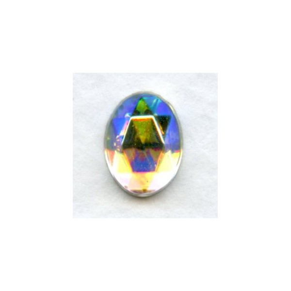Crystal AB Flat Back Faceted Top 8x6mm Jewelry Stones
