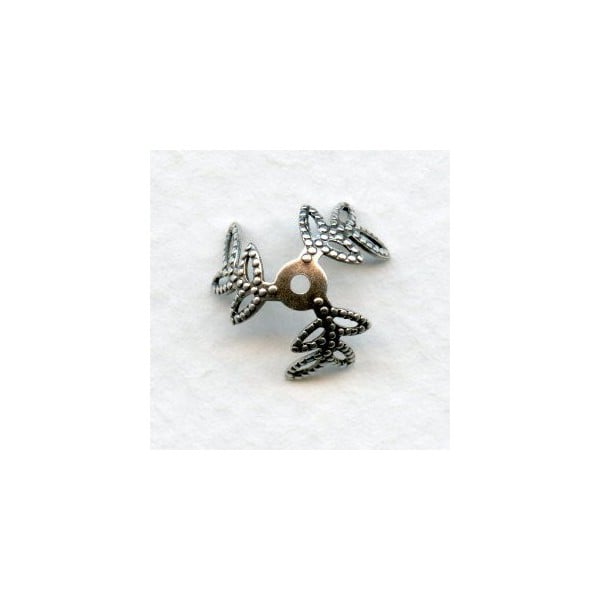 Filigree Leaf Bead Caps 13mm Oxidized Silver (12)