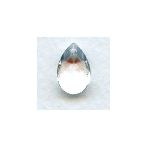 ^Briolette Crystal 13x8.5mm Pear Shape Glass Pendant