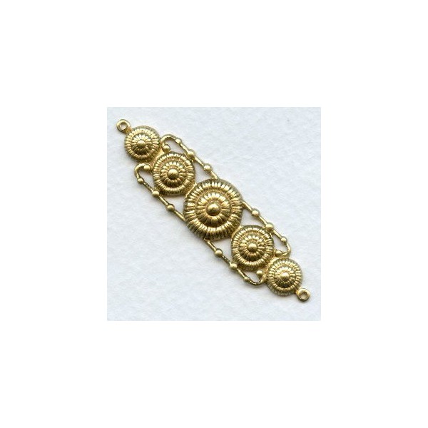 Long Button Detail Connectors Raw Brass 55mm