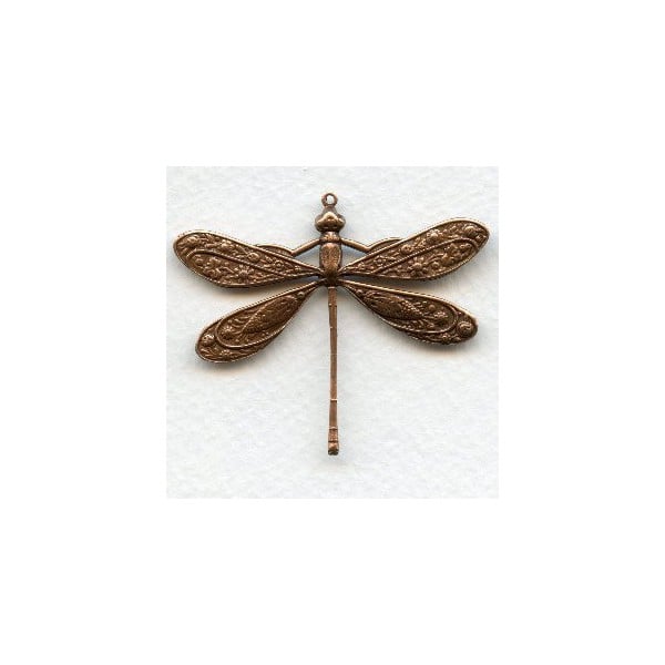 Victorian Style Dragonfly Oxidized Copper 41mm (1)
