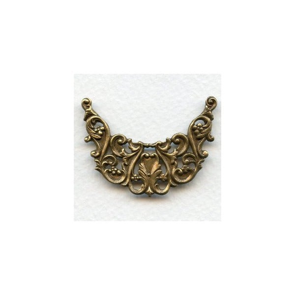 Fabulous Openwork Stamping Tiara Shape Oxidized Brass