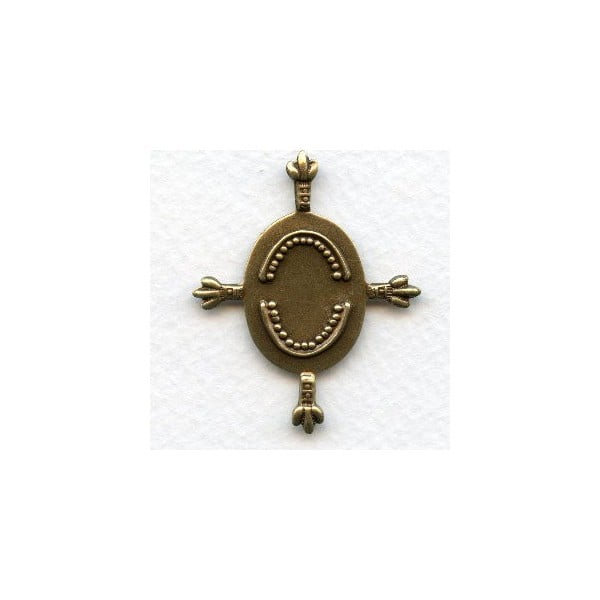 Flat Turtle Setting Base Oxidized Brass 25x18mm (3)