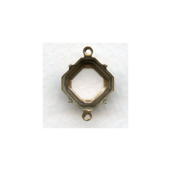 Square Octagon 12mm Setting Connectors Oxidized Brass (12)