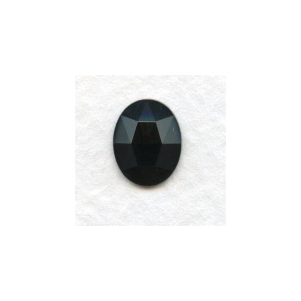 Jet Oval Flat Backs Faceted Tops 10x8mm (4)