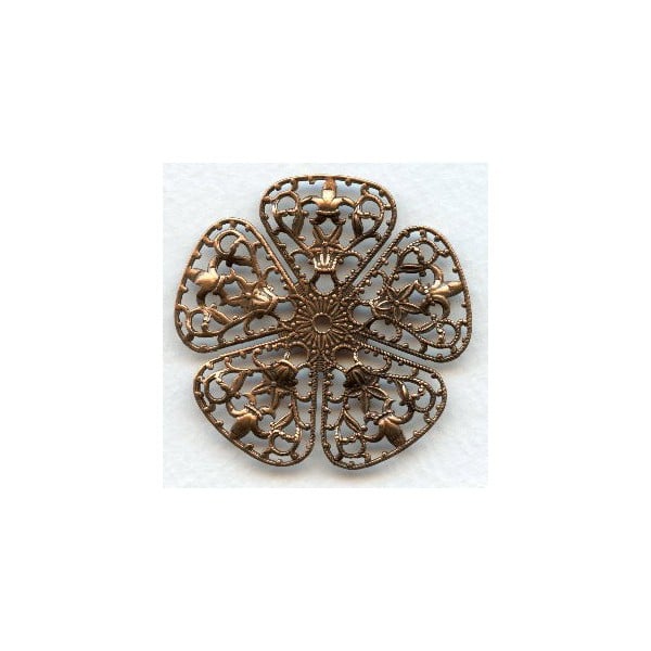Filigree Flower Shape 45mm Oxidized Copper