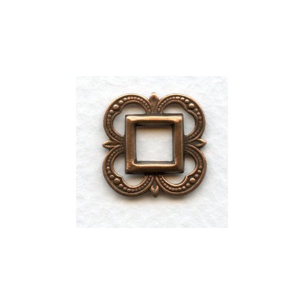 Small Openwork Fancy Square 19mm Oxidized Copper (12)