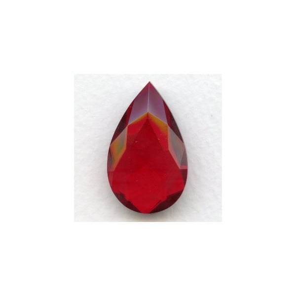 ^Ruby Glass Pear Unfoiled Jewelry Stone 32x20mm (1)