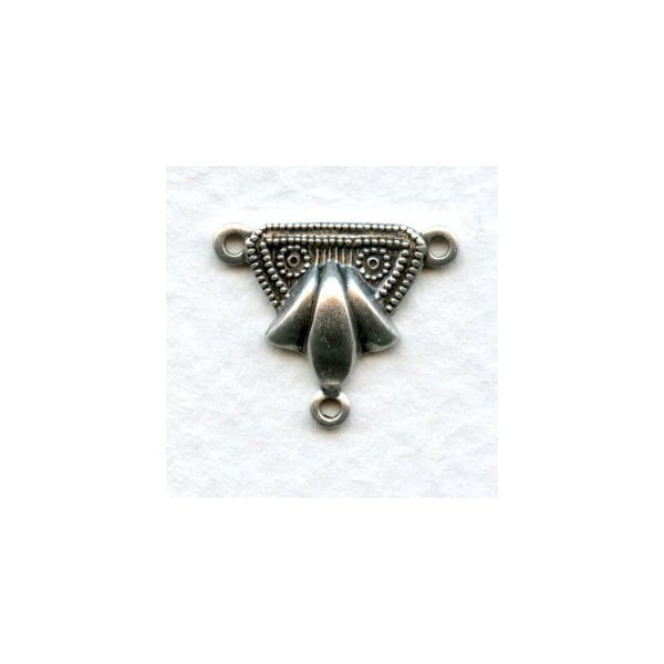 Ornate Three Loop Connectors Oxidized Silver (6)