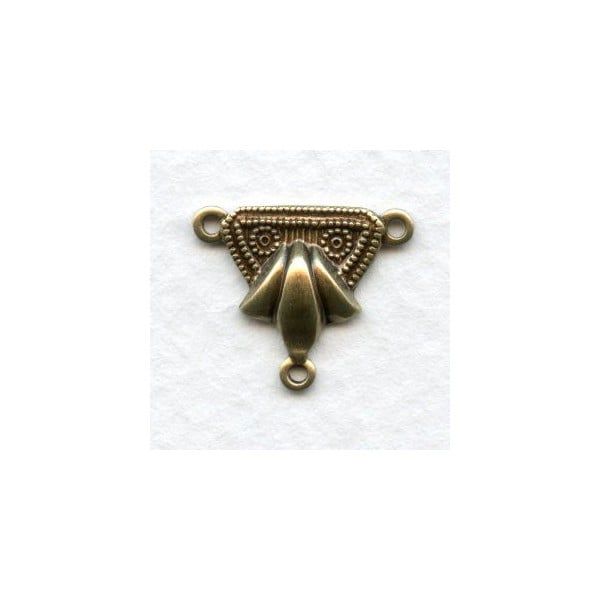 Ornate Three Loop Connectors Oxidized Brass (12)