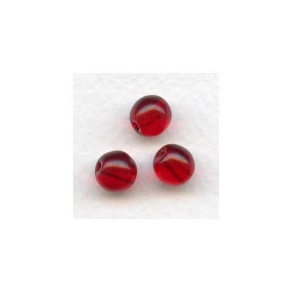 Smooth European Glass Druk Beads Siam or Ruby 8mm