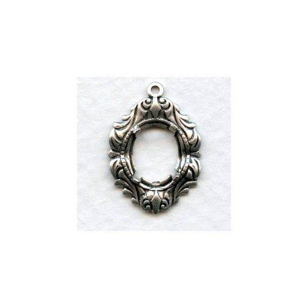 Fancy Flowing Design 10x8mm Settings Oxidized Silver (2)