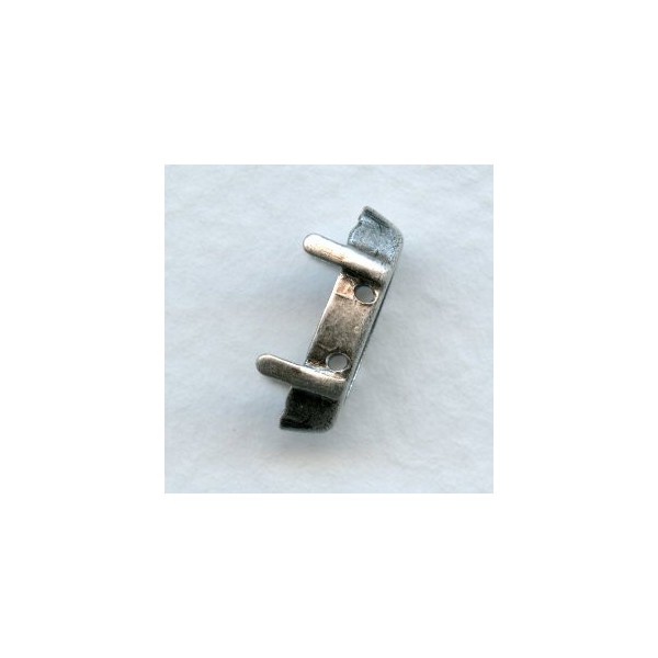 Navette Settings with Four Holes 15x7mm Oxidized Silver (12) - Image 2