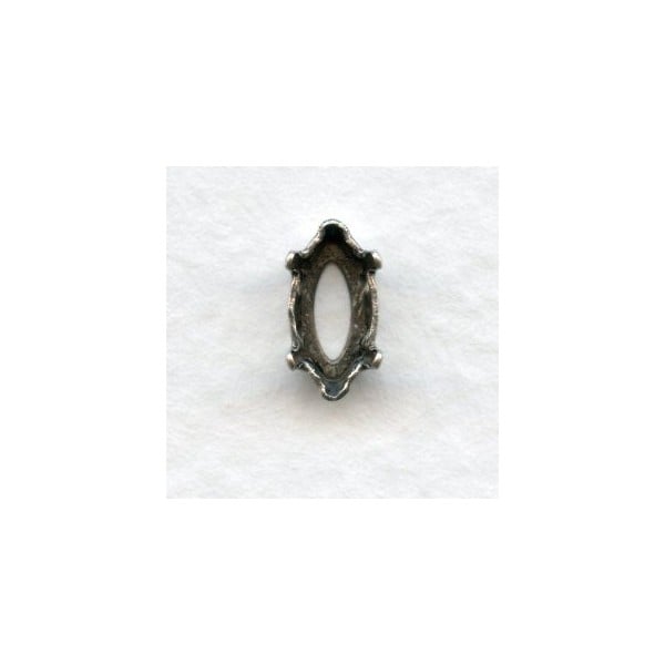 Navette Settings with Four Holes 10x5mm Oxidized Silver (12)