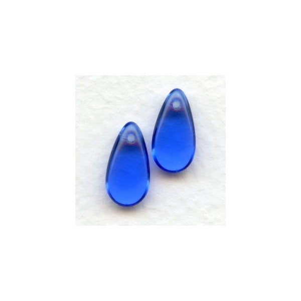 Sapphire Czech Glass Smooth Pendants 14mm (2)
