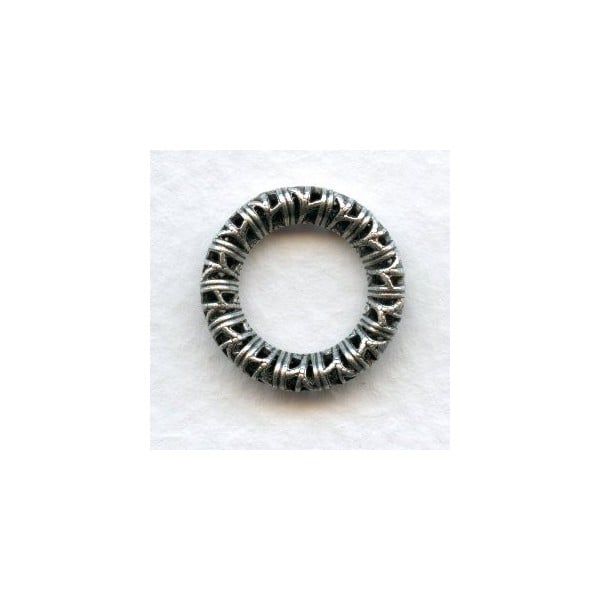 Filigree Ring 17mm Link Connectors Oxidized Silver (3)