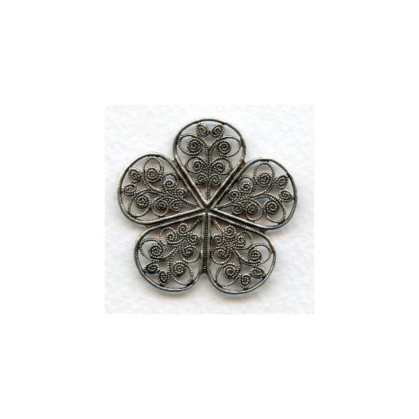 Filigree Flower Ornamentations Oxidized Silver 36mm