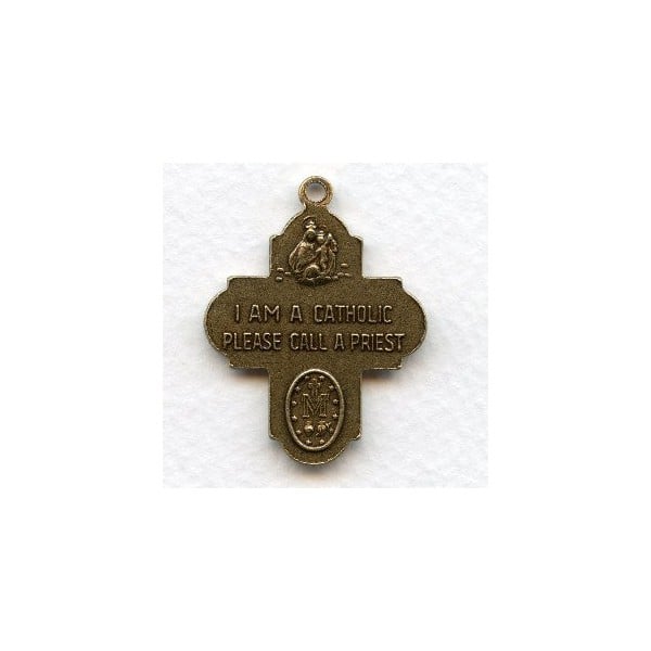 Solid Oxidized Brass Cruciform Catholic Medal Splendid! - Image 2