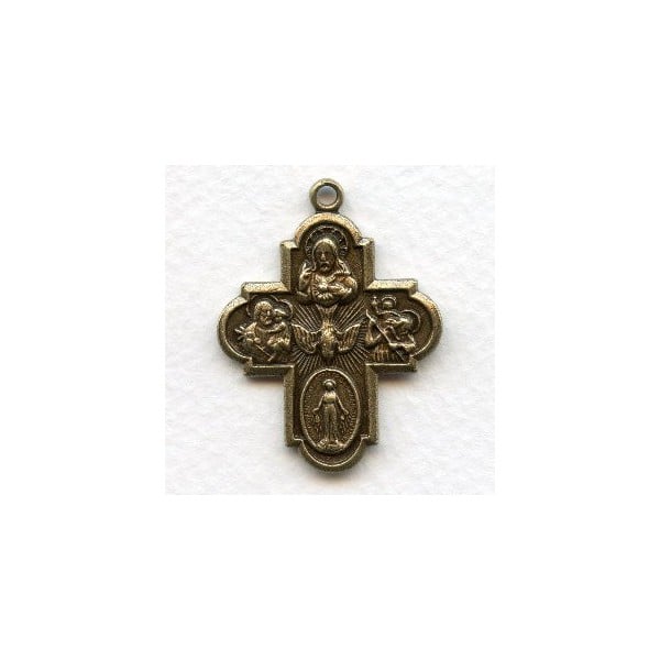 Solid Oxidized Brass Cruciform Catholic Medal Splendid!
