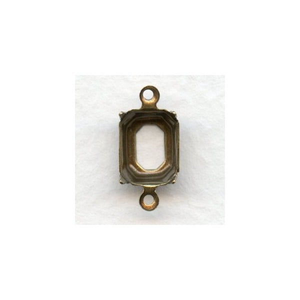 Open Back Octagon Setting Connectors Brass 10x8mm (12)
