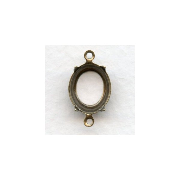 ^Open Back Setting Connectors 12x10mm Oxidized Brass (12)