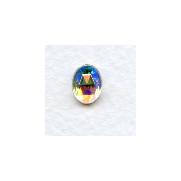 Crystal AB Flat Back Faceted Top 8x6mm Jewelry Stones