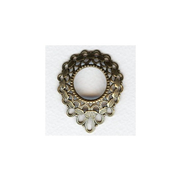 Ribbon Detail Pendant Frame Oxidized Brass 47mm (1)