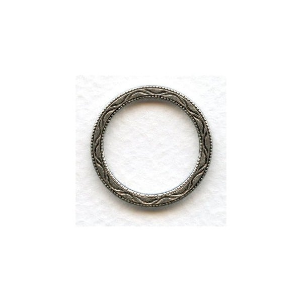 Decorative 25mm Circle Connectors Oxidized Silver (6)