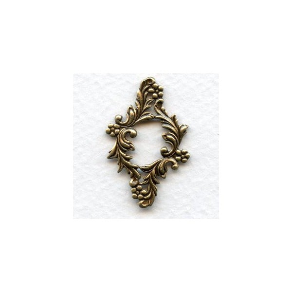 Floral Oval Framework 34x22mm Oxidized Brass (6)