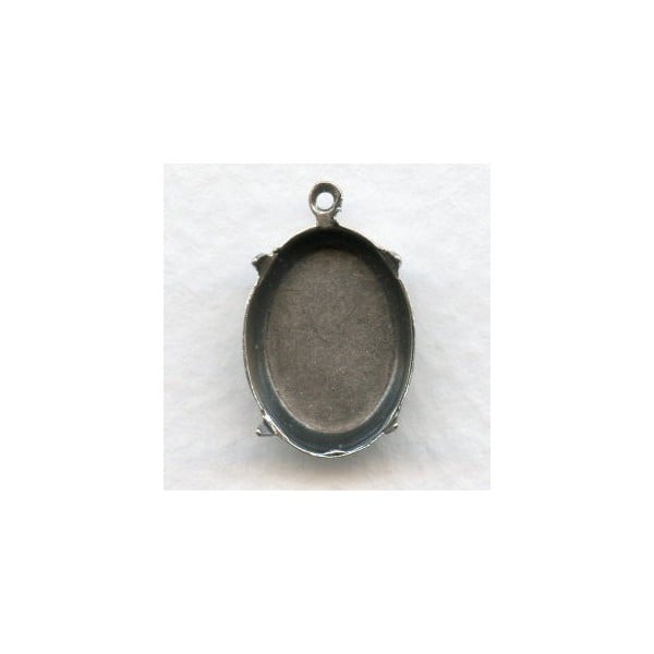 Closed Back Settings Oxidized Silver 18x13mm (6)