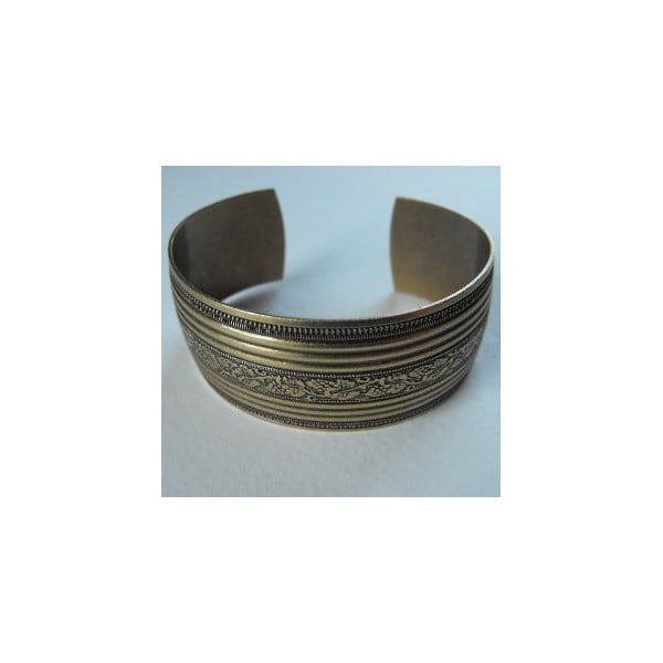 Floral Embossed Oxidized Brass Cuff 25mm